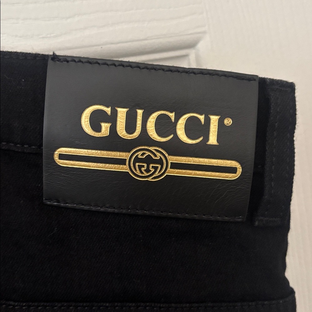 Gucci Black Jeans with Gold Logo - Picture 3 of 14